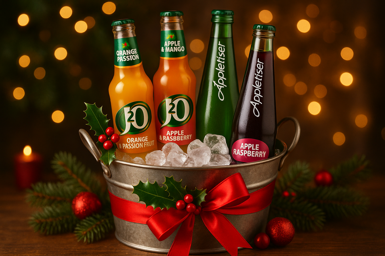Christmas drinks packages soft drink bucket of j20 and appletiser